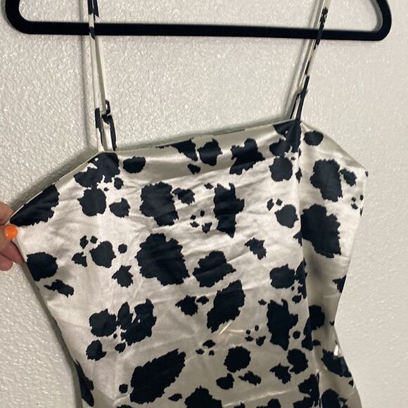 NWT- Thirty/thirty -Satin Cow Mini Dress - Black and cream- Size Large - Picture 2 of 11